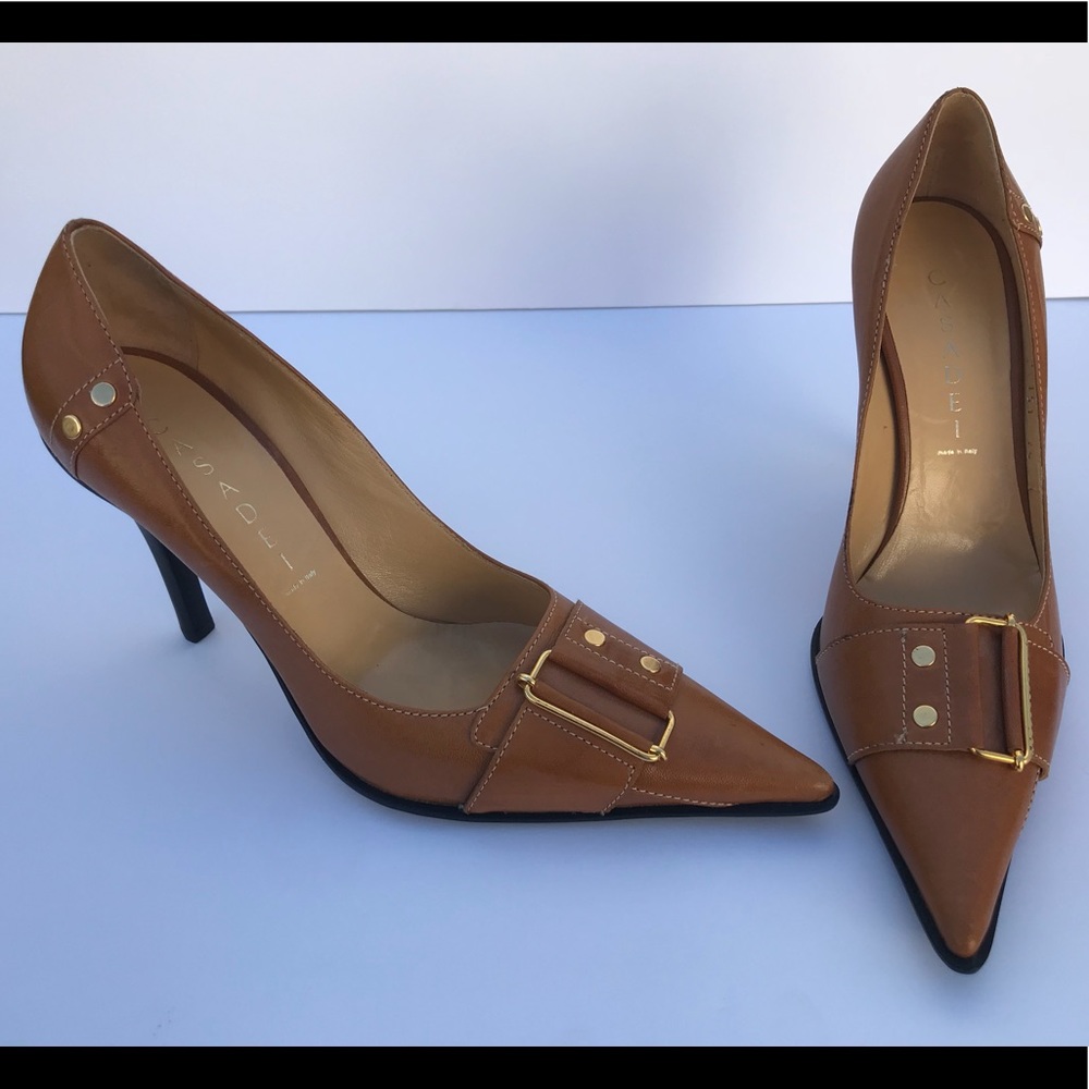 Casadei tan heels with buckle